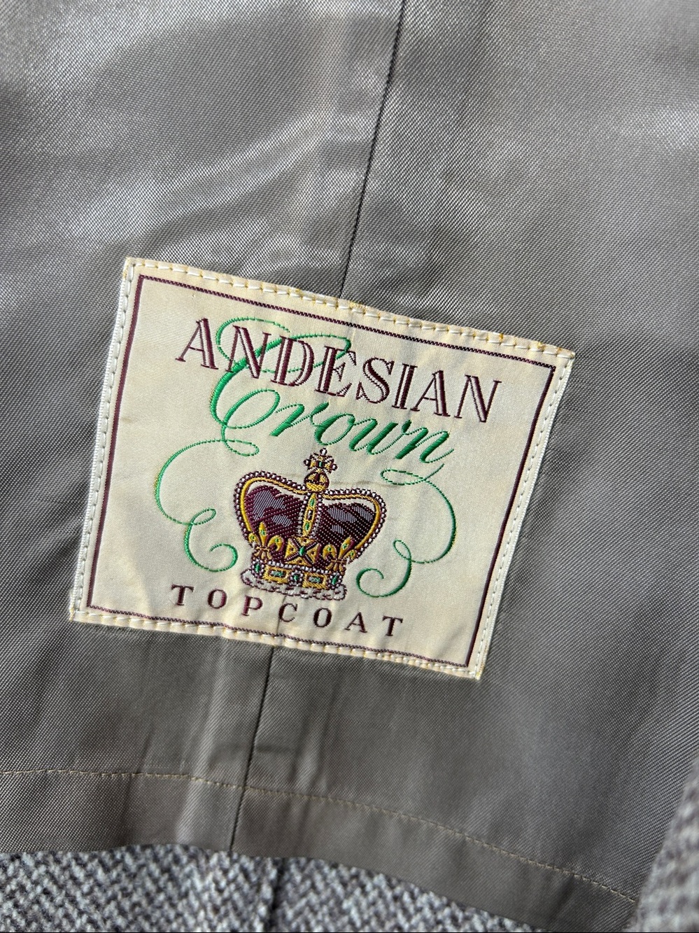 VTG Andesian Crown Craig SF Mens Wool Trench Coat Brown Tweed Large - Picture 8 of 14